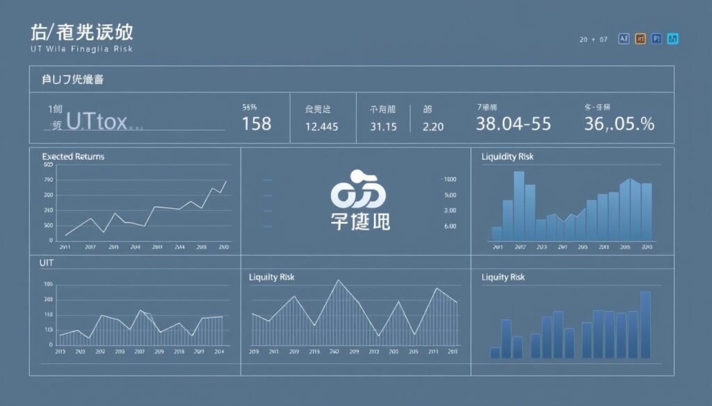 A detailed analysis of the potential risks associated with investing in "優收益" financial products at the UTown entertainment complex. The image depicts a sophisticated risk assessment dashboard, with a minimalist yet highly informative design. The foreground showcases a series of elegant graphs and charts, displaying key metrics such as expected returns, volatility, and liquidity risk. The middle ground features an abstract UTown logo, subtly integrated into the data visualization. The background adopts a sleek, corporate aesthetic, with a muted color palette of grays and blues, conveying a sense of professionalism and financial authority. The overall composition strikes a balance between data-driven insights and a visually compelling presentation, suitable for the article's "Investment Risk Analysis" section.